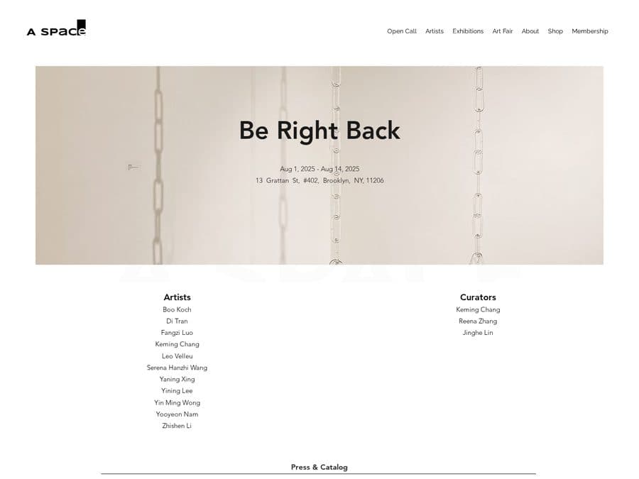Be Right Back | A Space Gallery