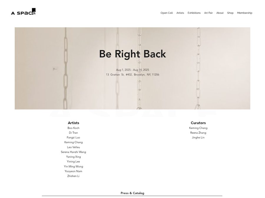 Be Right Back | A Space Gallery